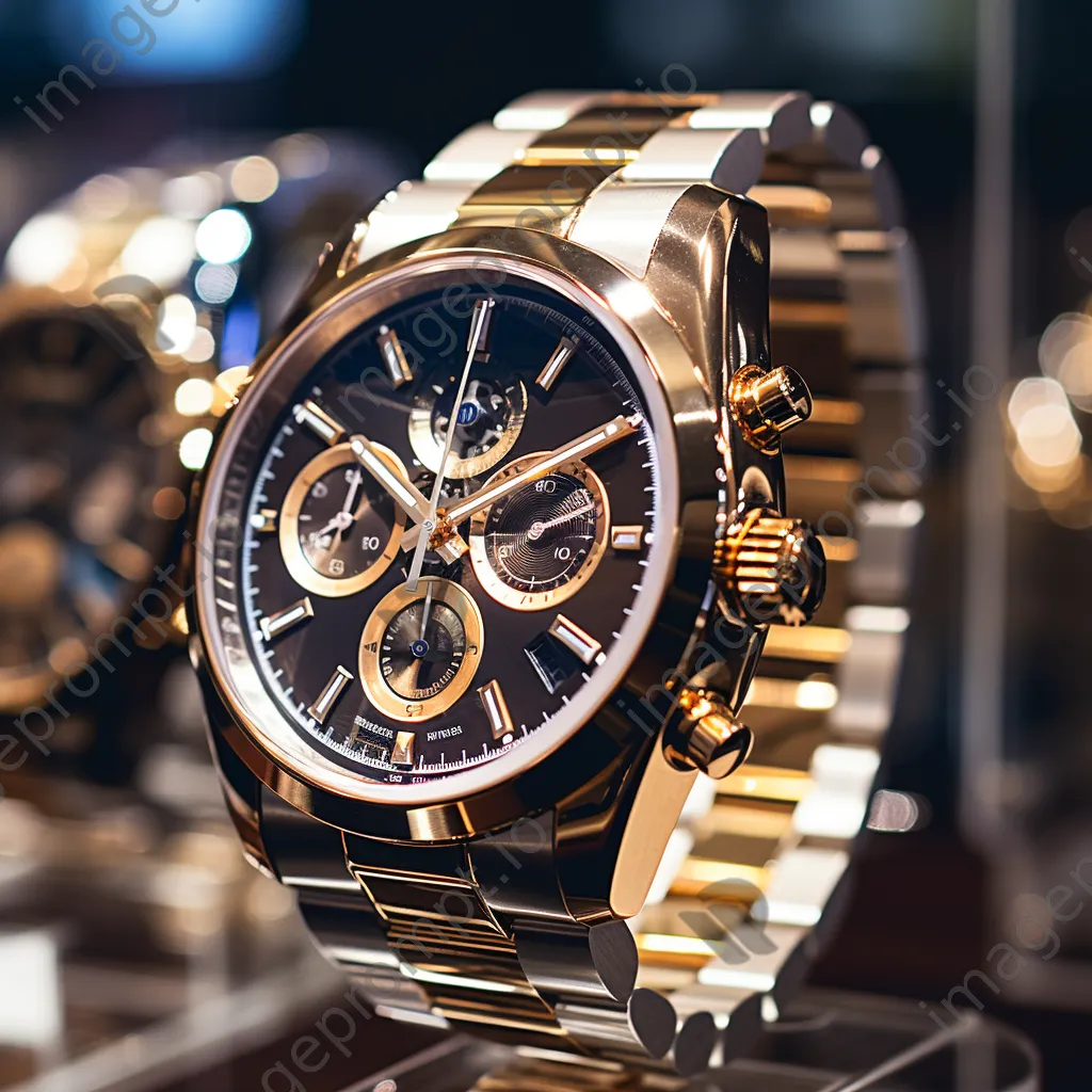 Close-up of luxury watches in a jeweler