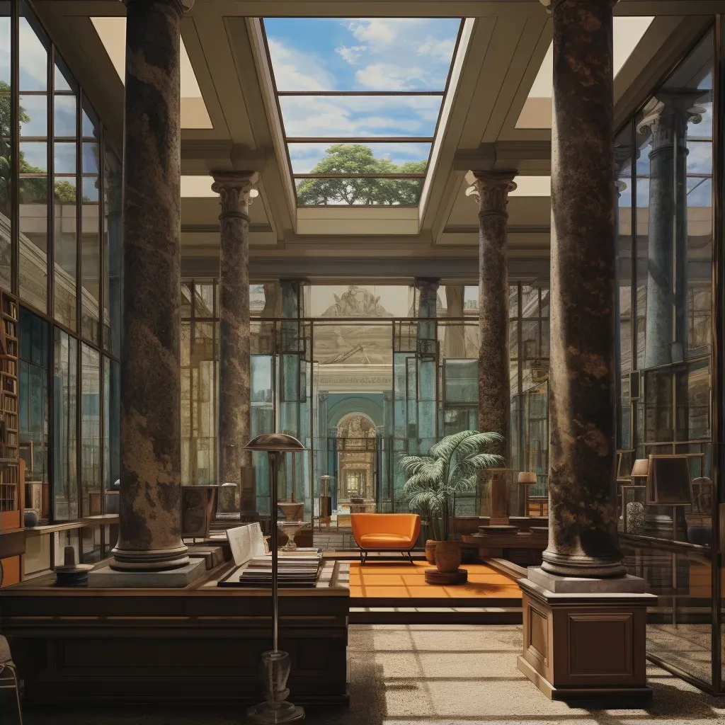 Image of a library with Roman columns and modern architecture - Image 2