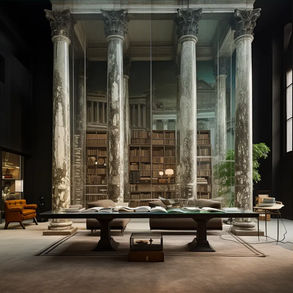 Image of a library with Roman columns and modern architecture - Image 3