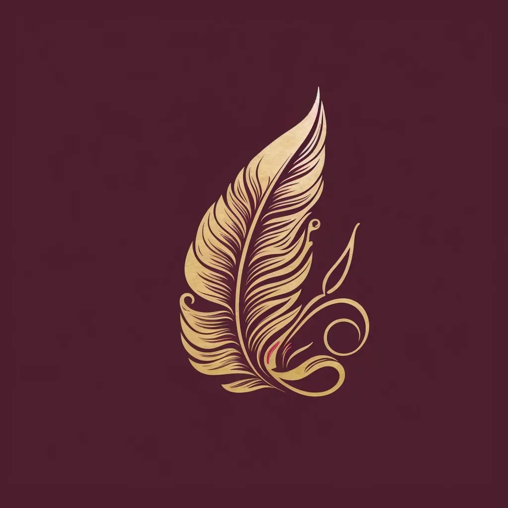 Sophisticated quill pen logo design in burgundy and gold - Image 1