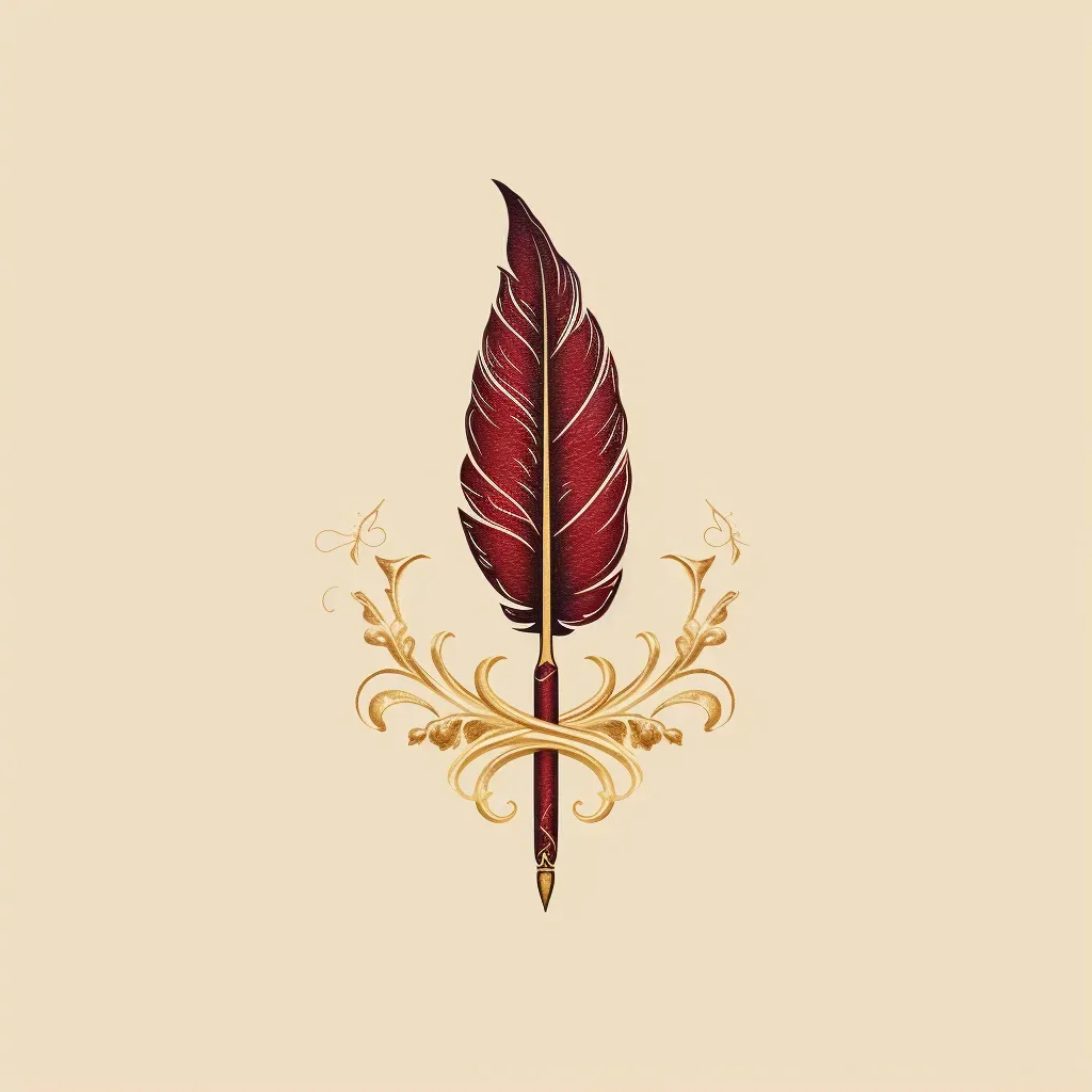 Sophisticated quill pen logo design in burgundy and gold - Image 2