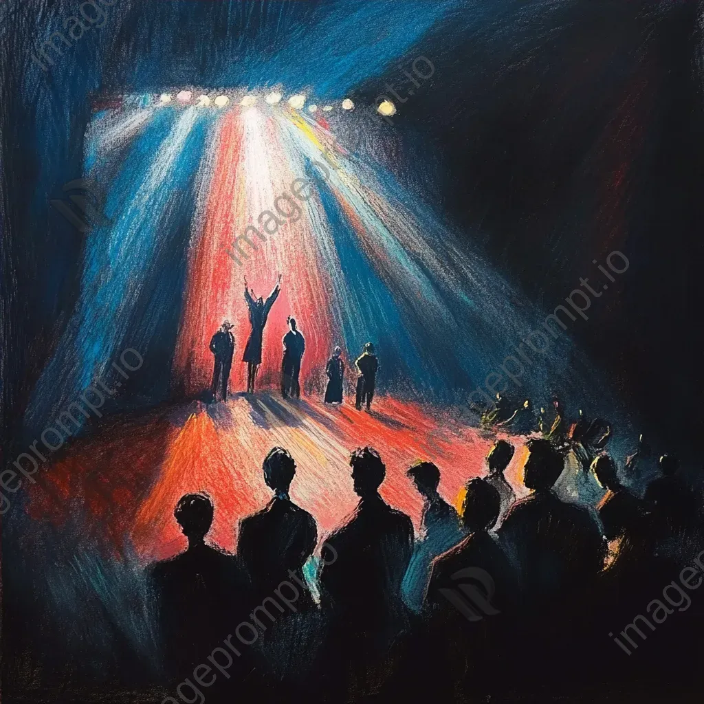 Artwork of a vibrant circus scene with dramatic shadows of performers against the spotlight - Image 4