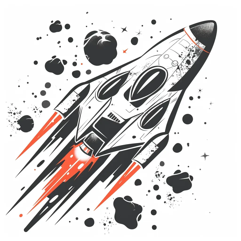 Space exploration company logo with futuristic spaceship on white background - Image 1