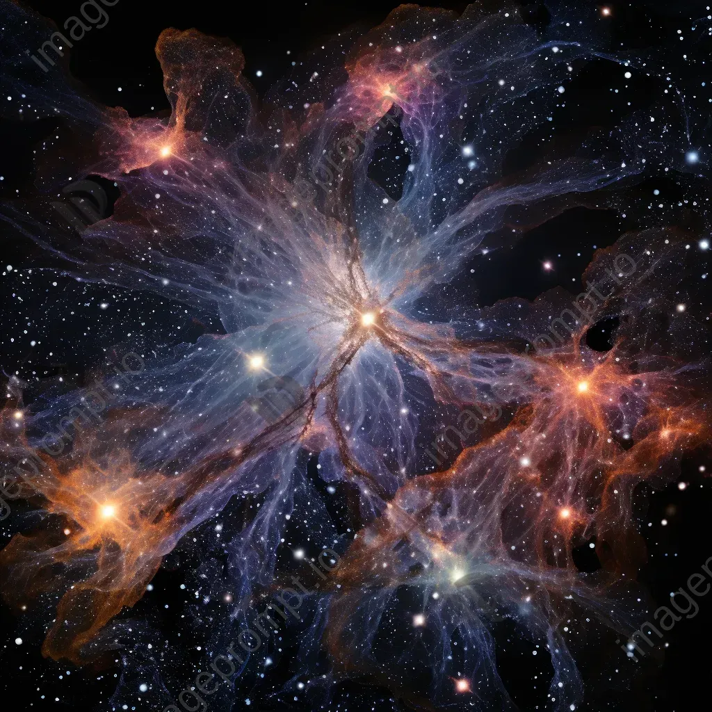 Cluster of distant galaxies in a cosmic web with intricate patterns - Image 1