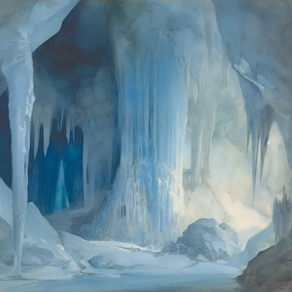 Glimpse inside a cavernous ice cave with hanging stalactites and rising stalagmites - Image 4