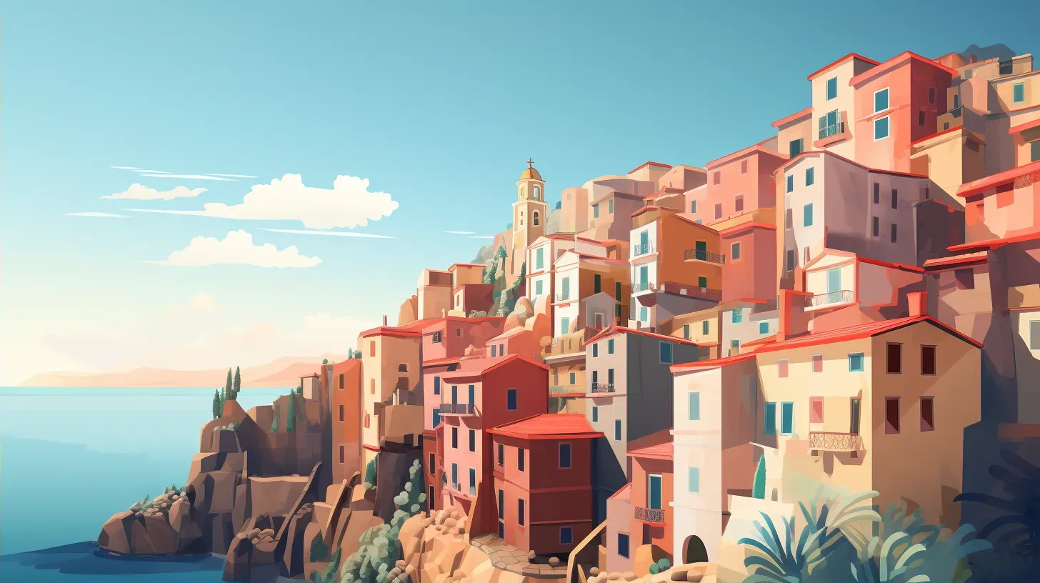 Low poly style representation of a historic, pastel Mediterranean town - Image 2