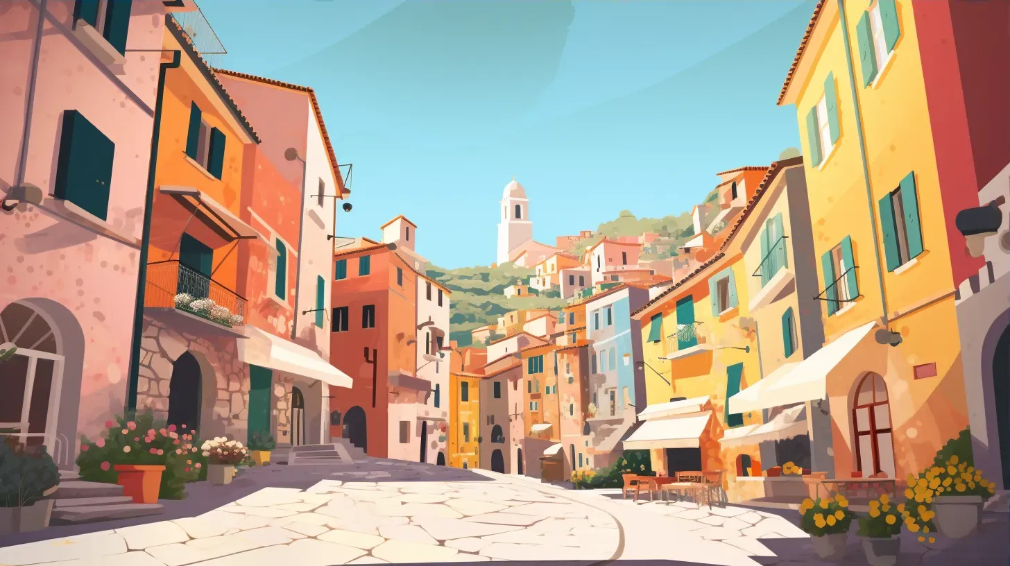 Low poly style representation of a historic, pastel Mediterranean town - Image 3