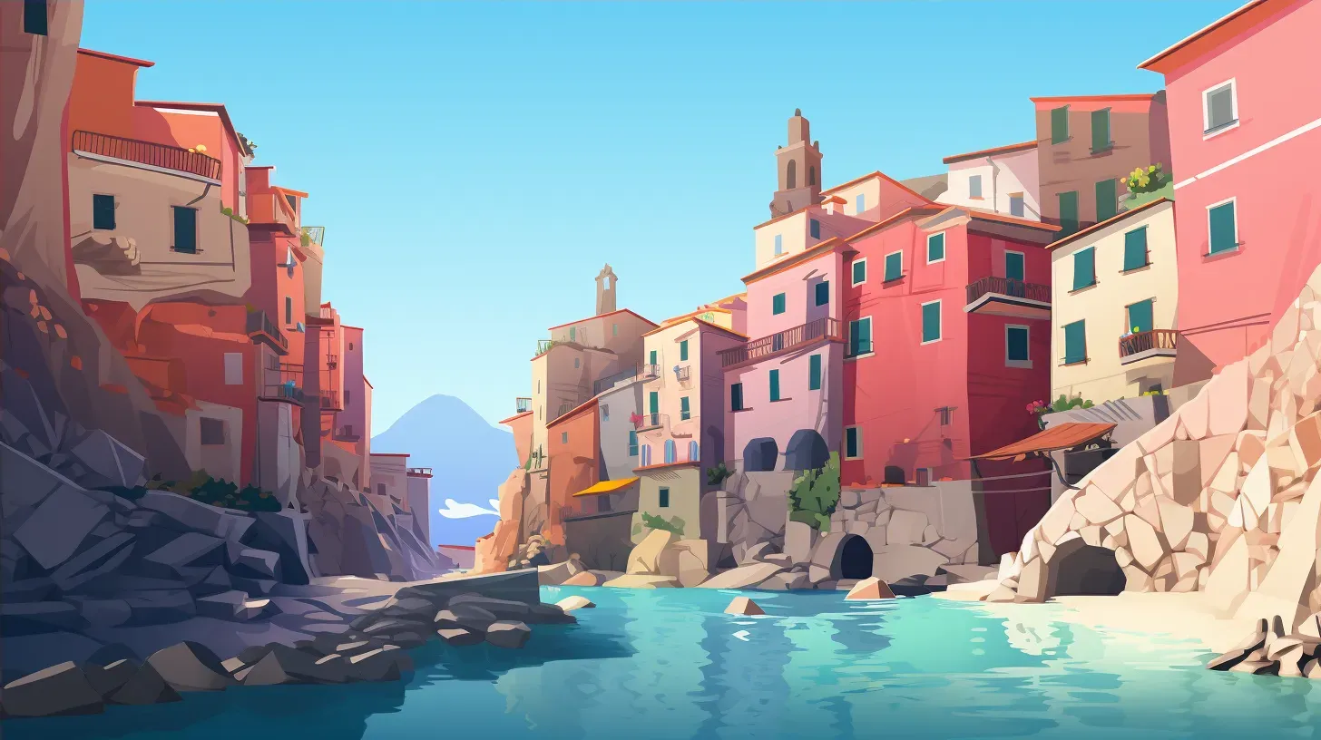 Low poly style representation of a historic, pastel Mediterranean town - Image 4