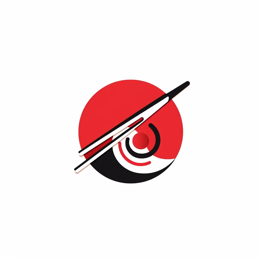 Sleek fish and chopsticks restaurant logo in bold colors - Image 1