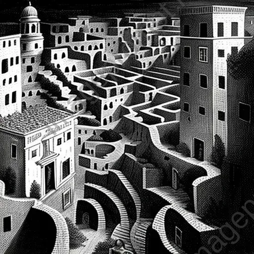 Narrow streets in ancient city from high vantage point - Image 4