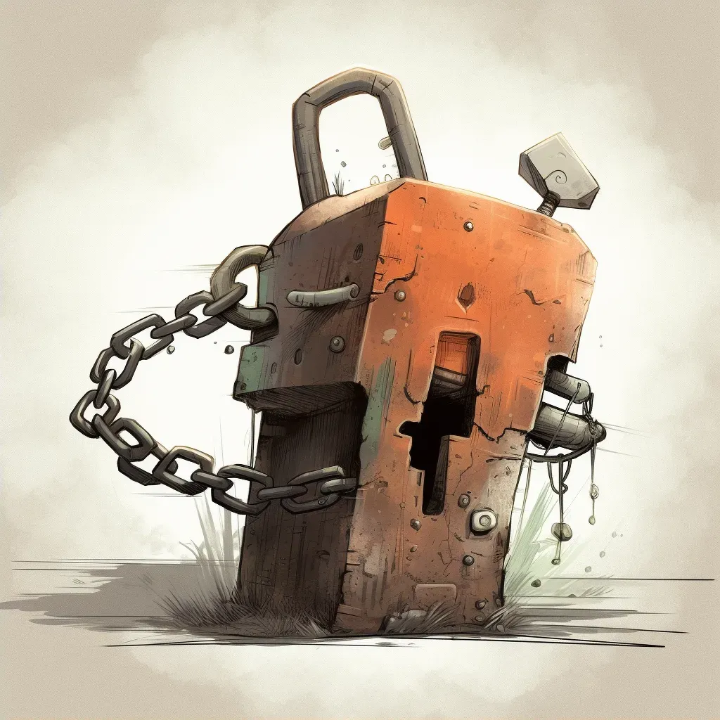 Key unlocking a heavy rusty padlock on a chain - Image 2