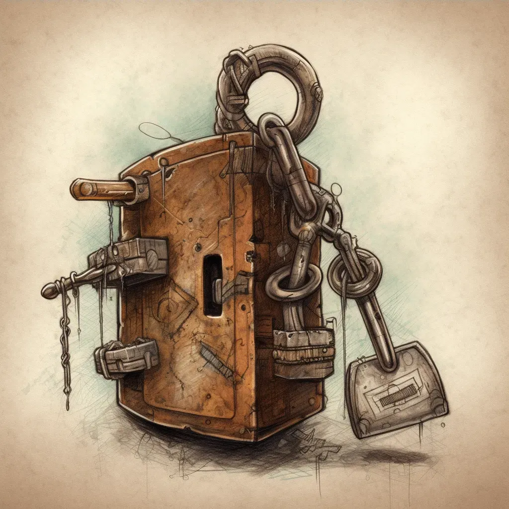 Key unlocking a heavy rusty padlock on a chain - Image 4