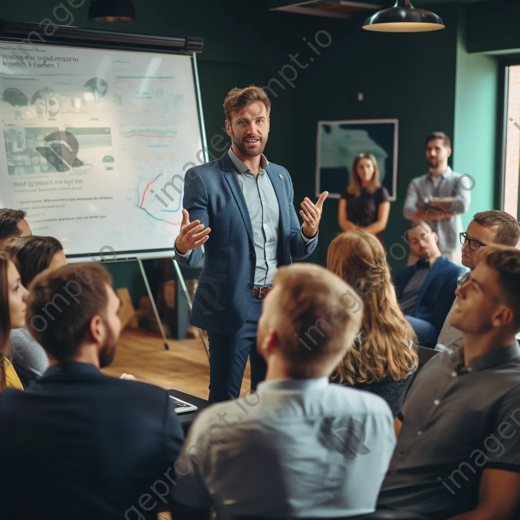 Startup leader engaging with young entrepreneurs during a motivational workshop. - Image 4