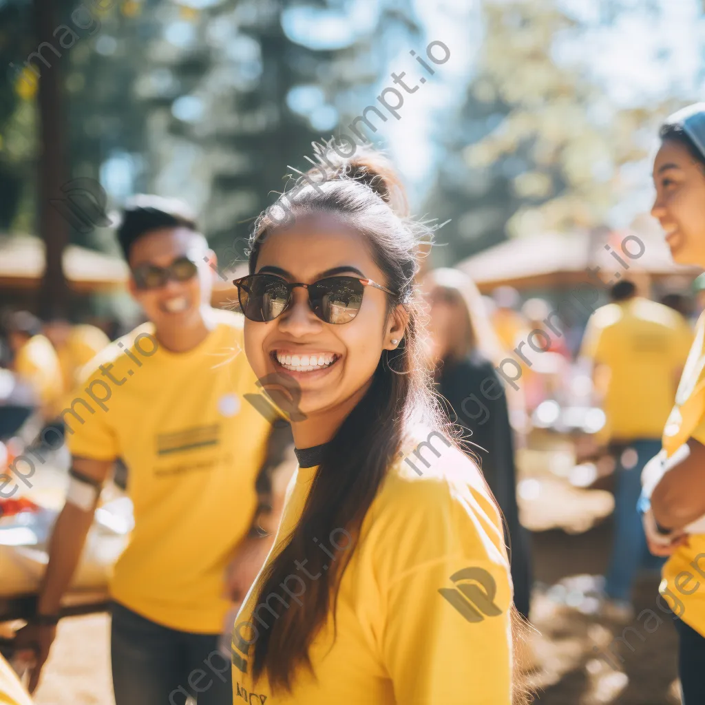 Students engaging in volunteer work during a campus event. - Image 2