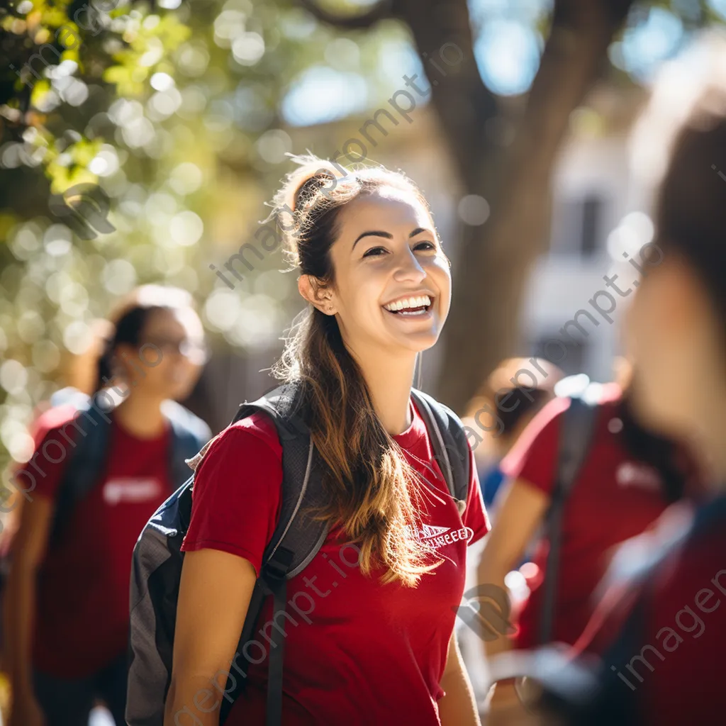 Students engaging in volunteer work during a campus event. - Image 3