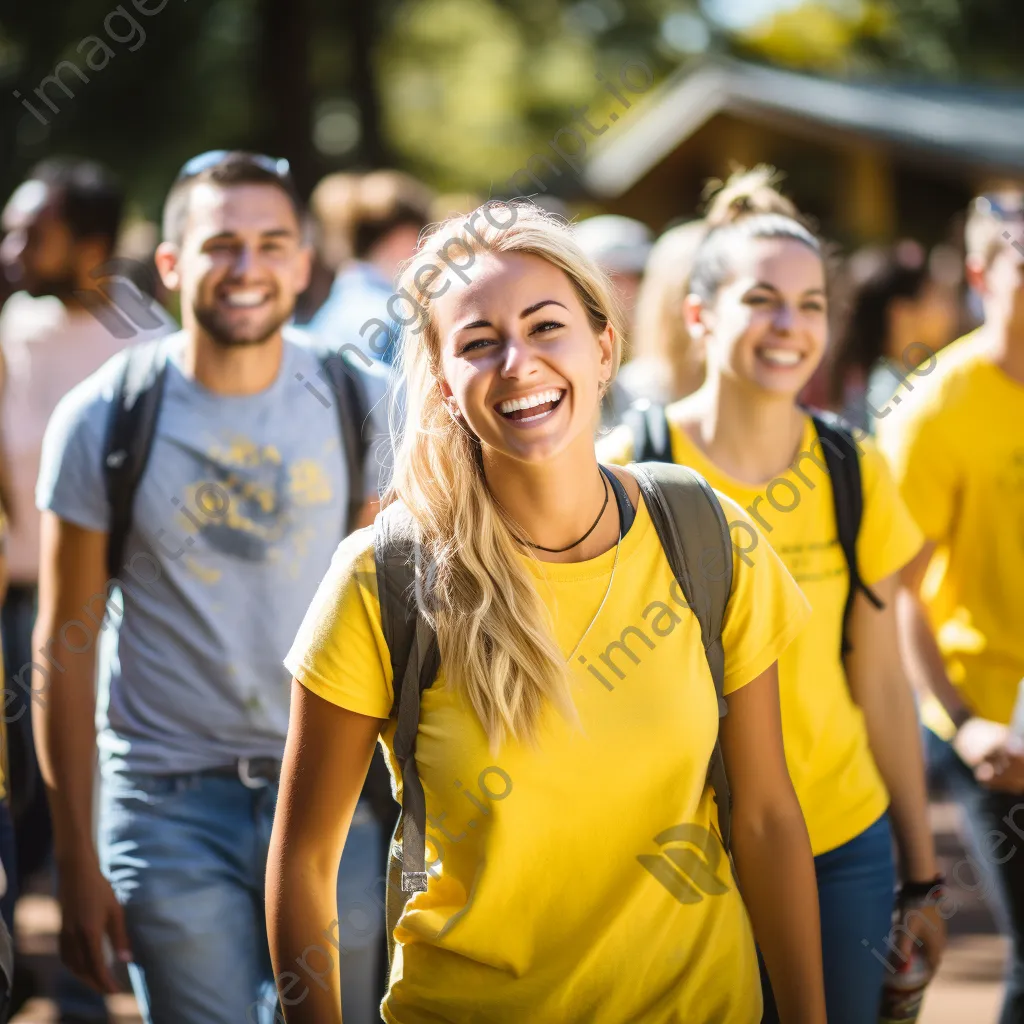 Students engaging in volunteer work during a campus event. - Image 4