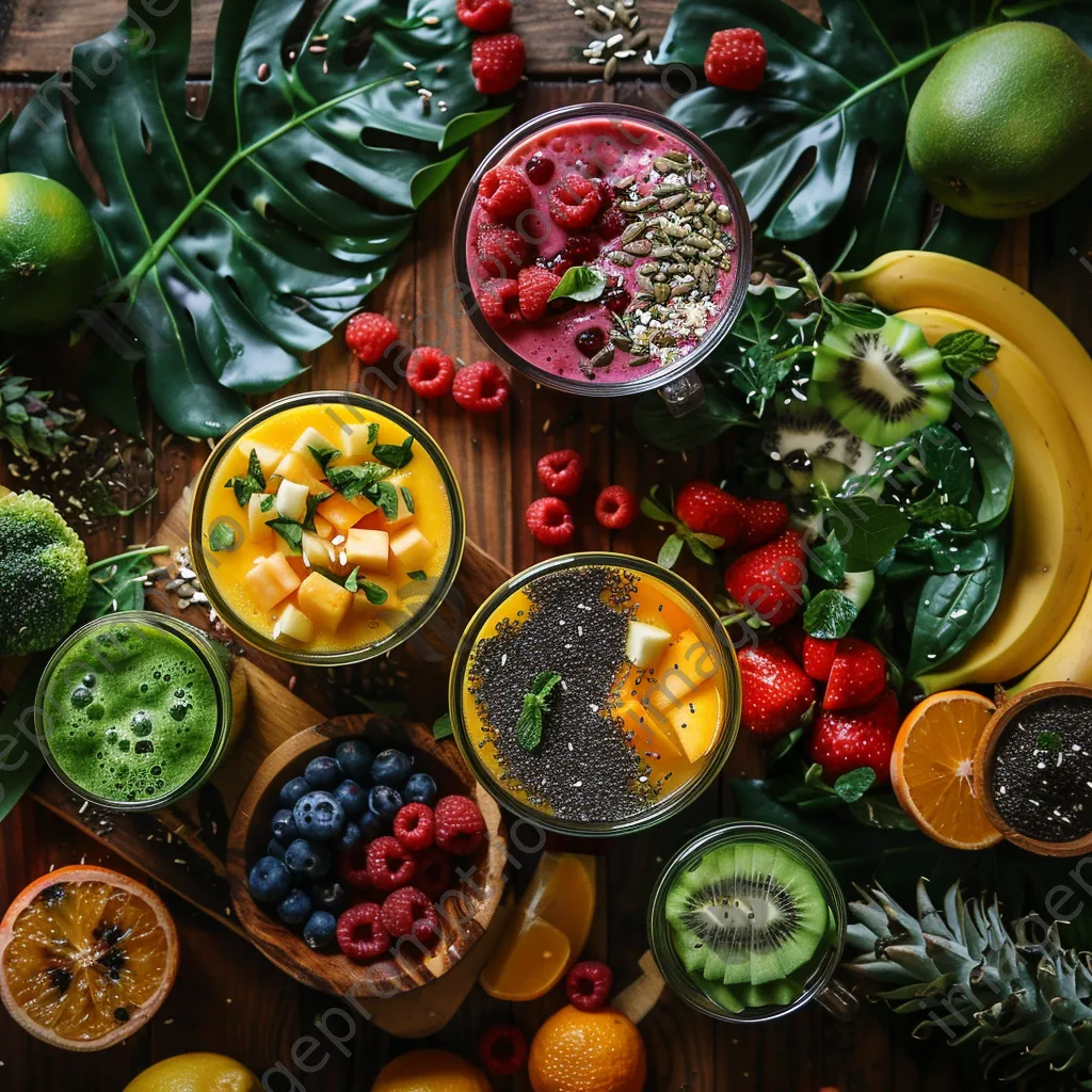 Smoothie bar with various fruits and ingredients. - Image 2