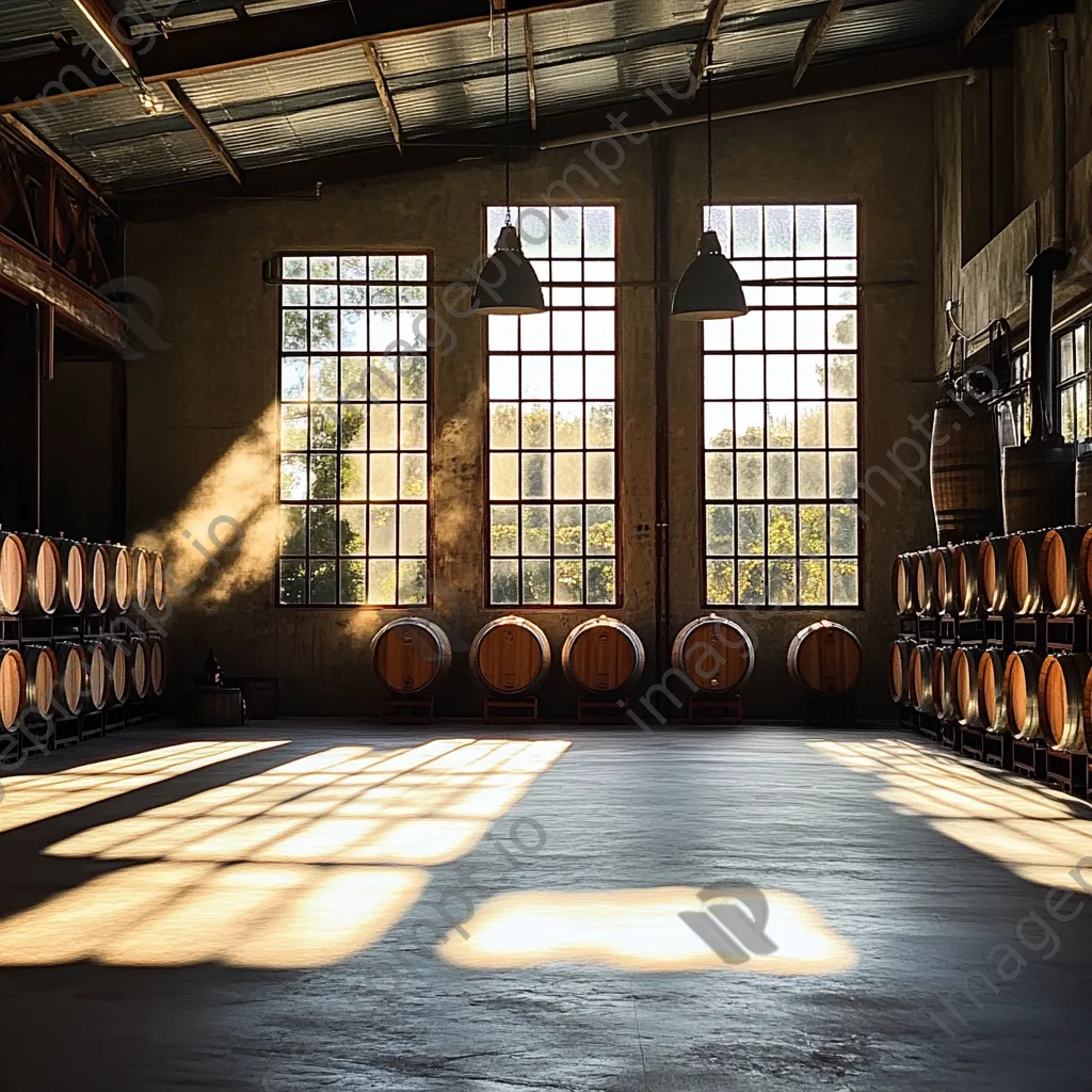 Interior view of a rustic winery with barrels - Image 2