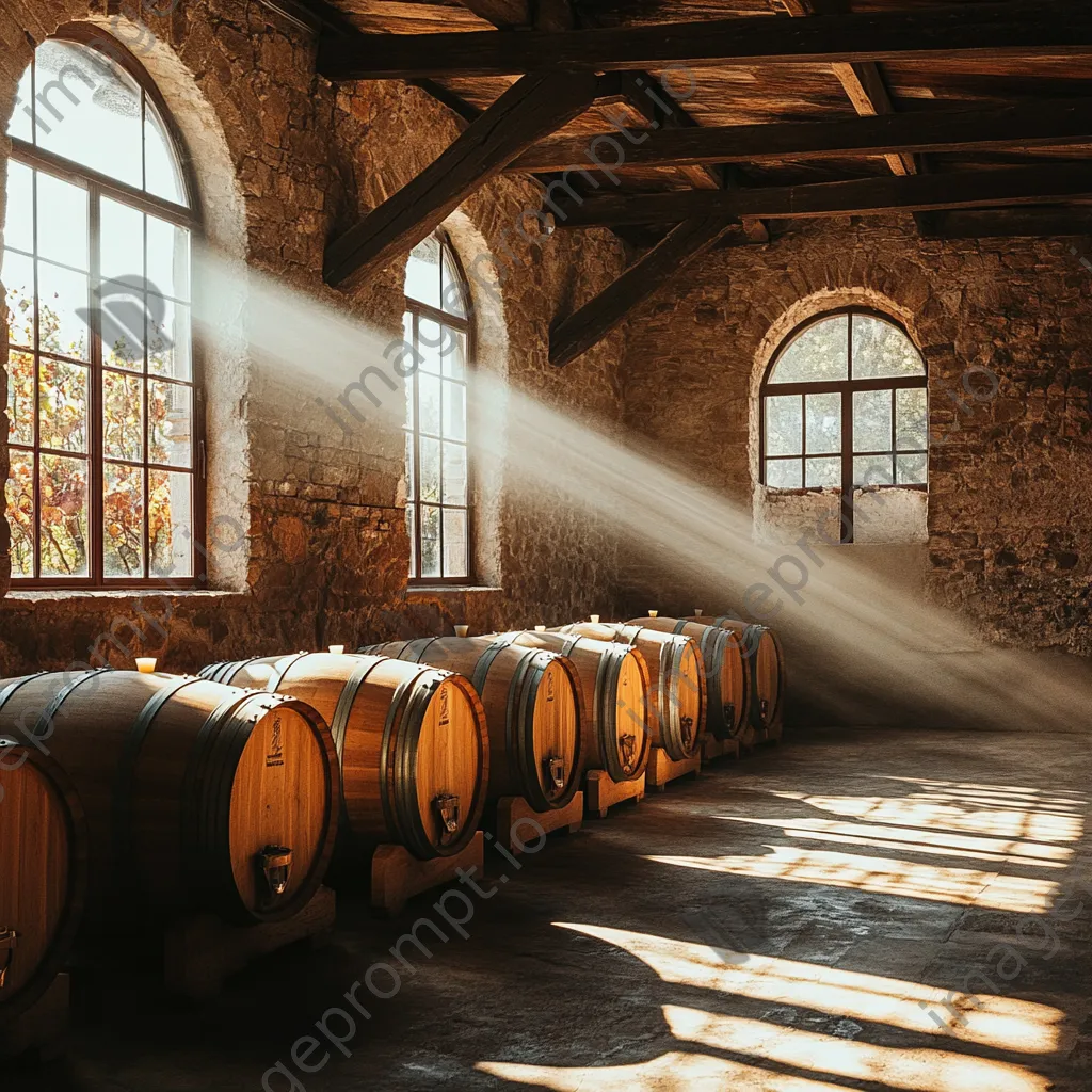 Interior view of a rustic winery with barrels - Image 3