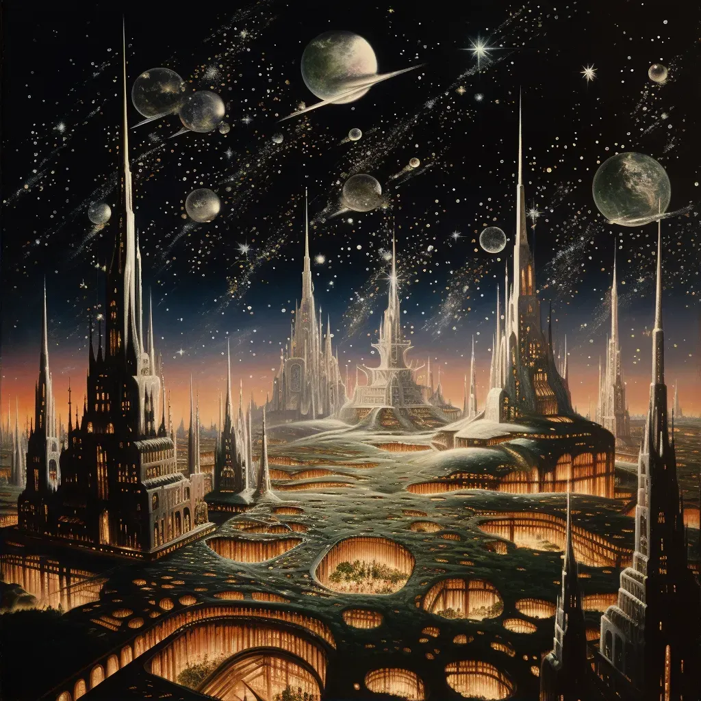 Celestial city in the afterlife with crystal spires and nebulae - Image 2