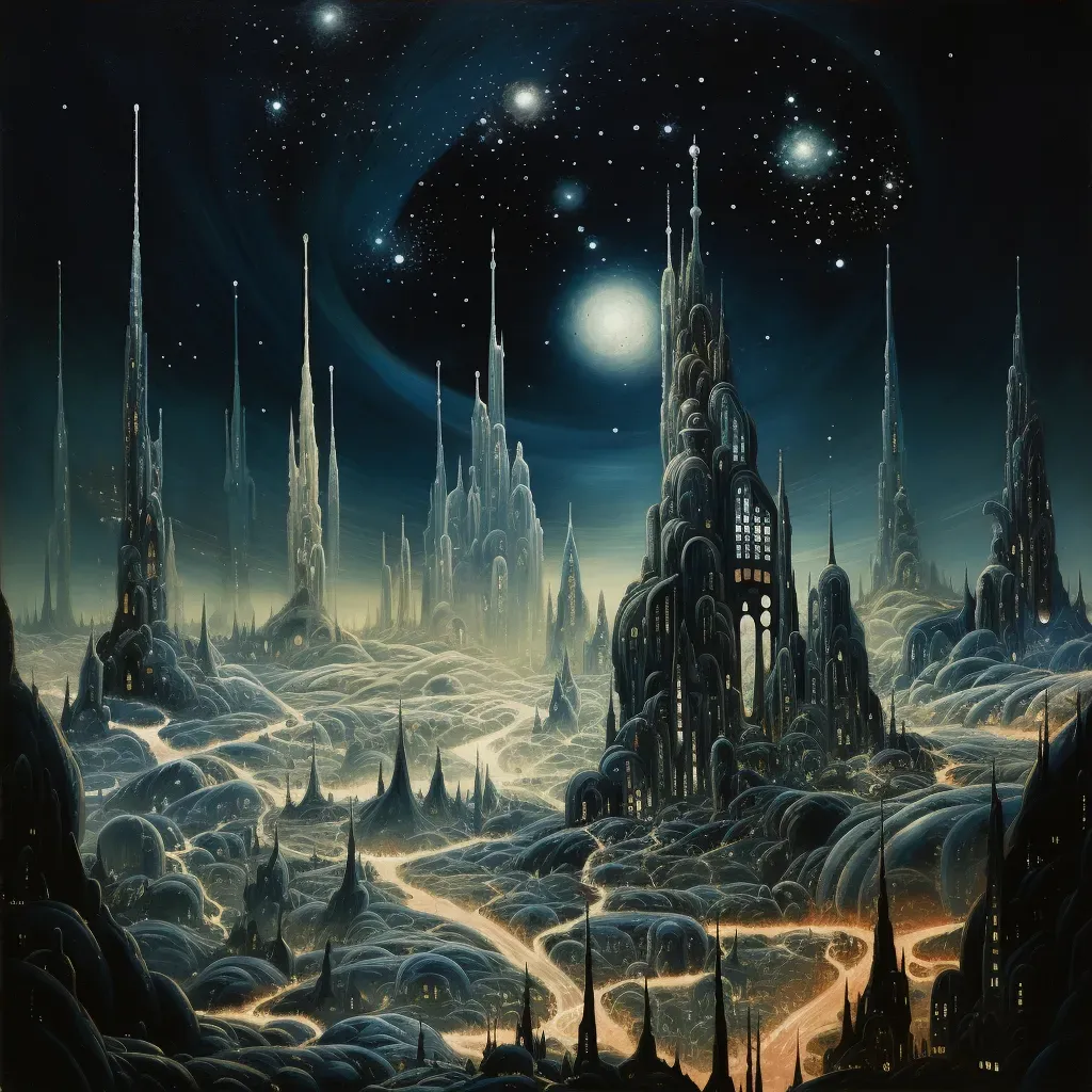 Celestial city in the afterlife with crystal spires and nebulae - Image 4