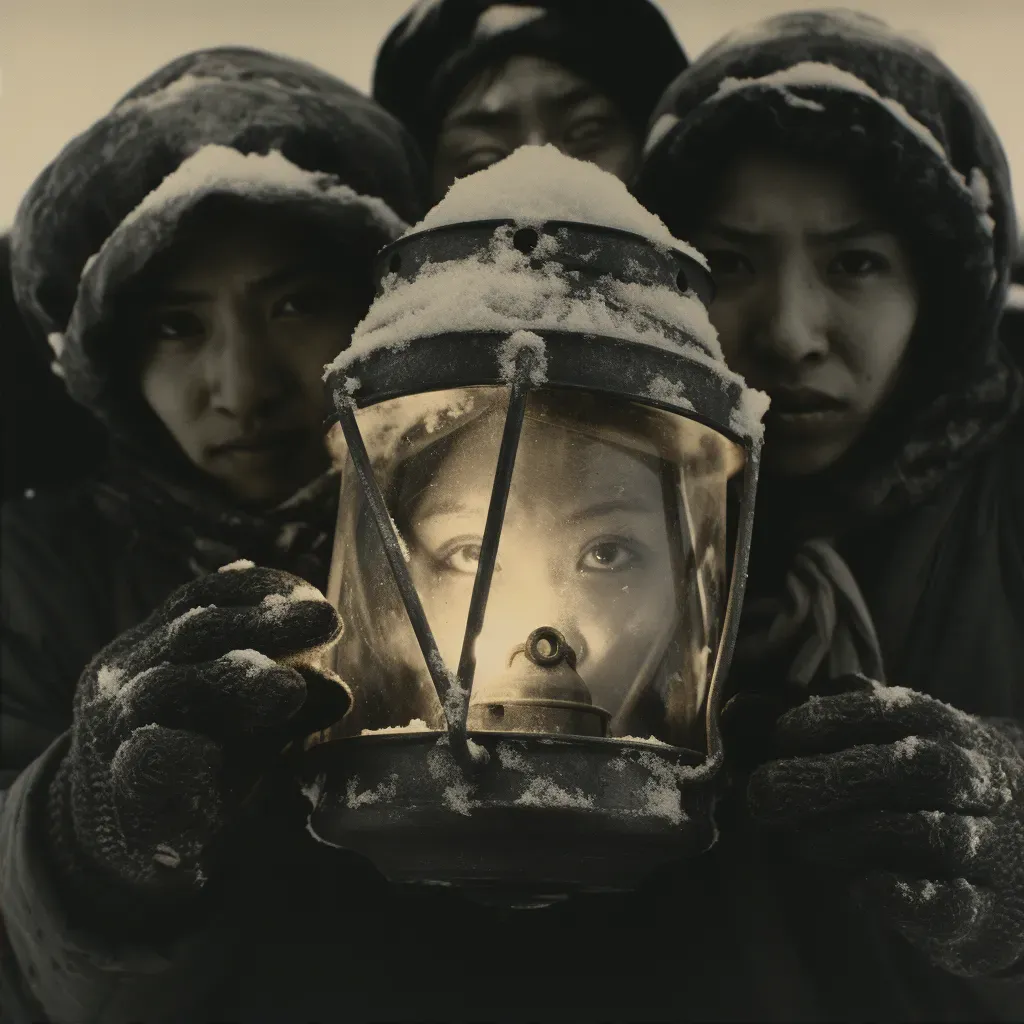 Friends Gathering in Snow under Lantern Light - Image Generated - Image 2