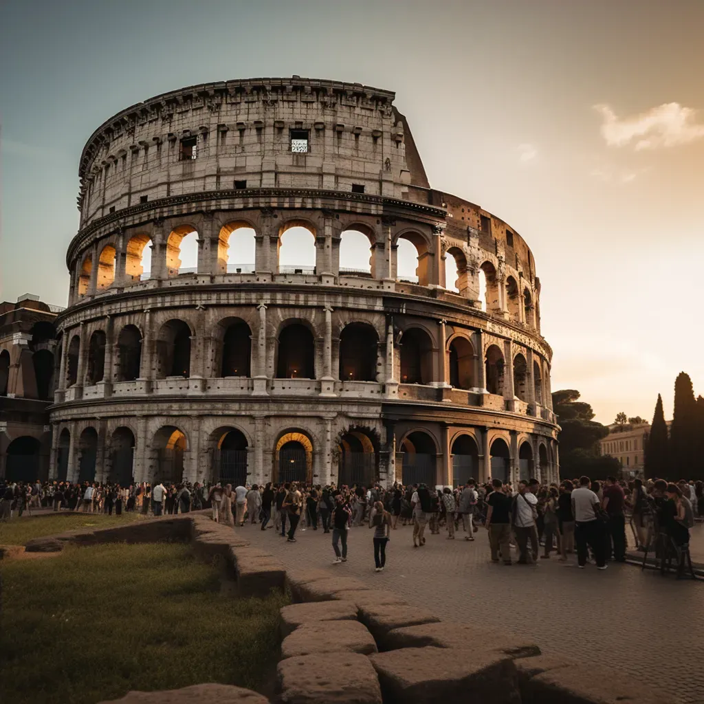 Colosseum in Rome at dusk with tourists exploring - Image 4