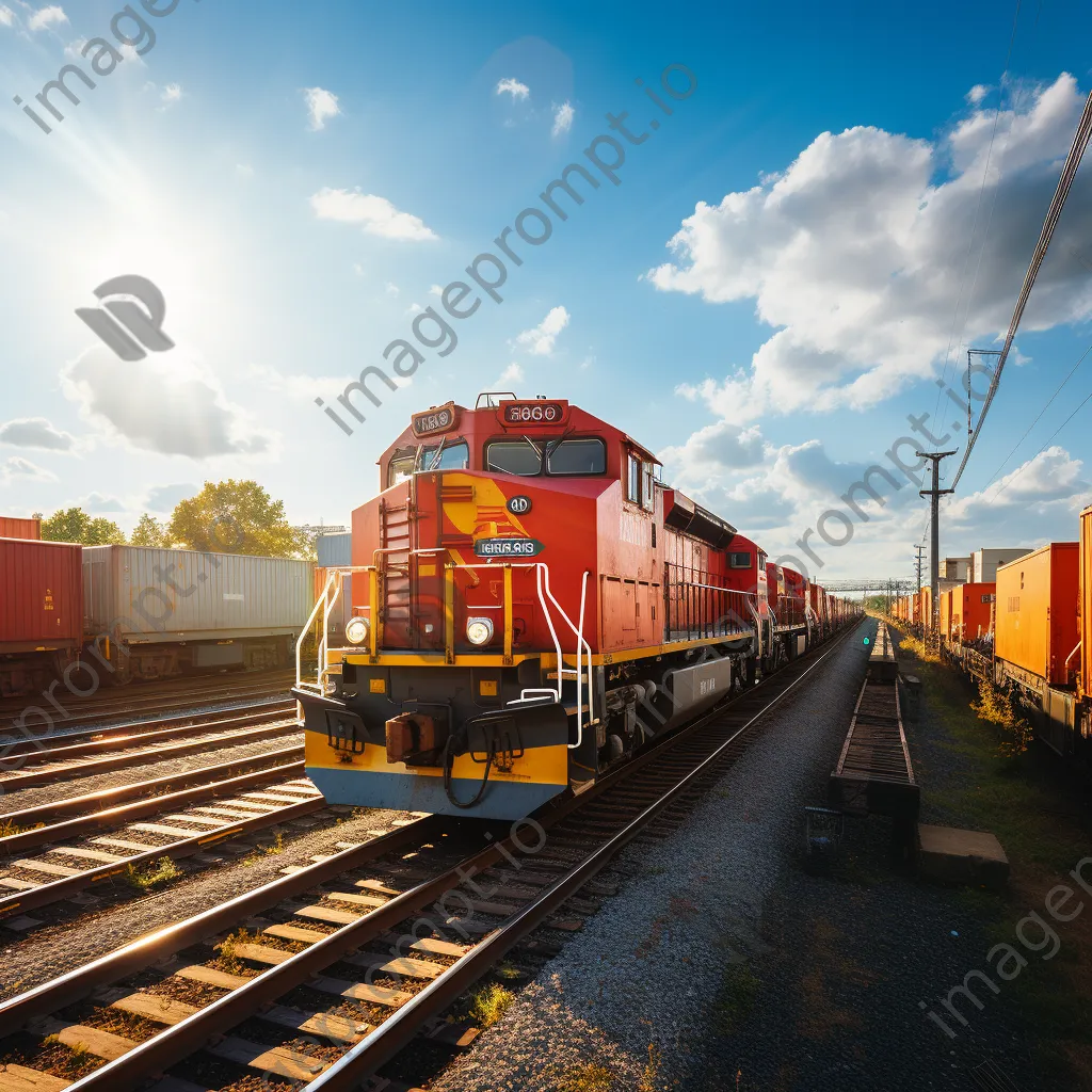 Freight train loading cargo under sunny weather - Image 3