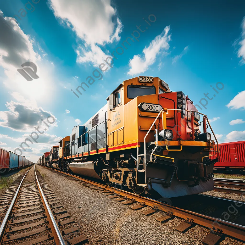 Freight train loading cargo under sunny weather - Image 4