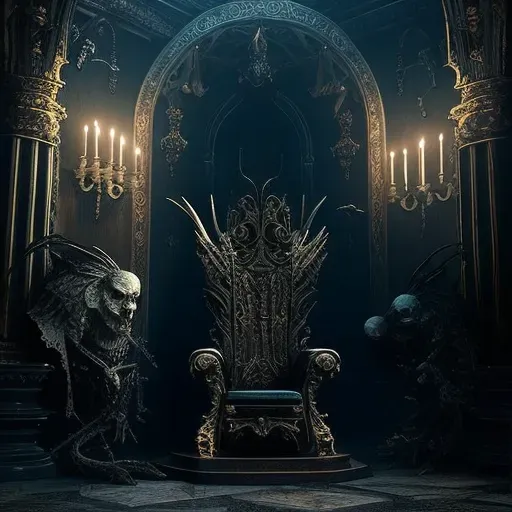 Throne room with bone thrones in a gothic setting - Image 1