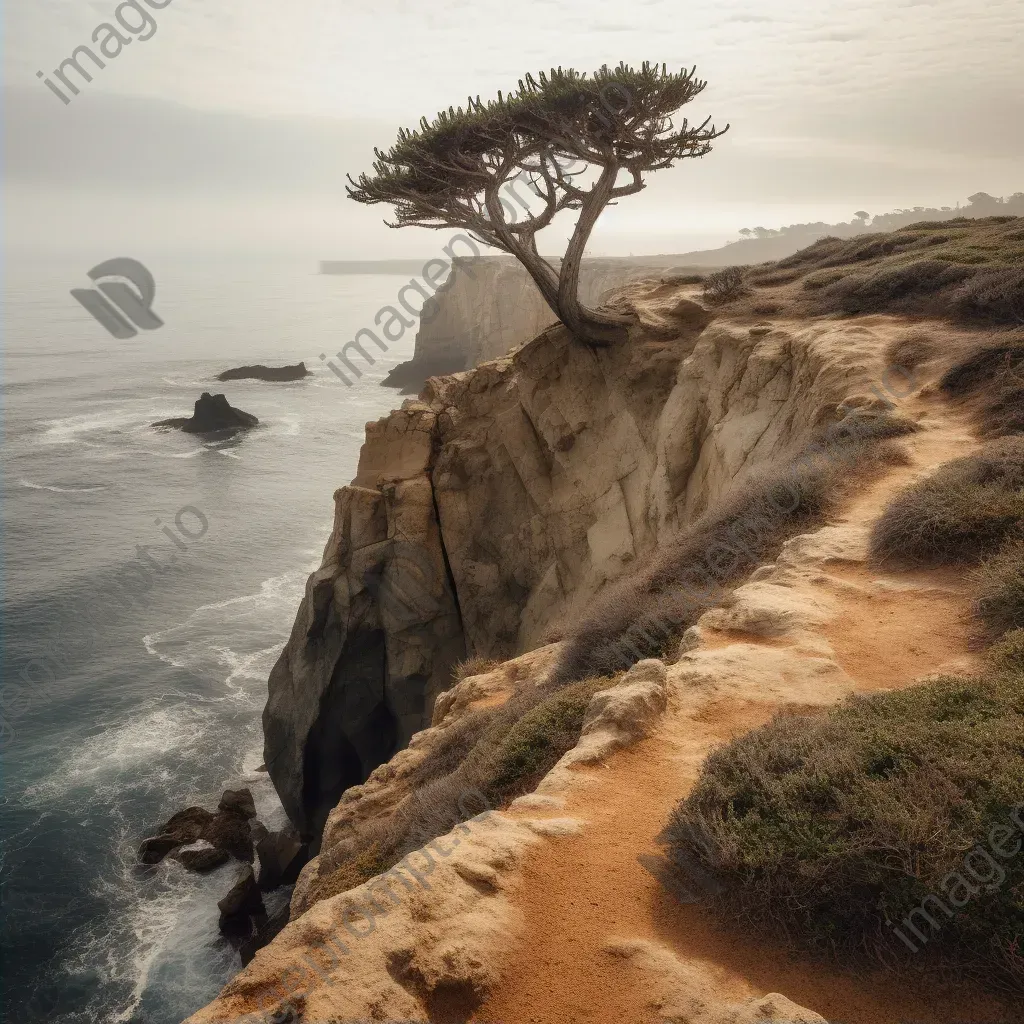 Coastal cliff overlook with rocks and lone tree shot on Canon EOS R5 - Image 2