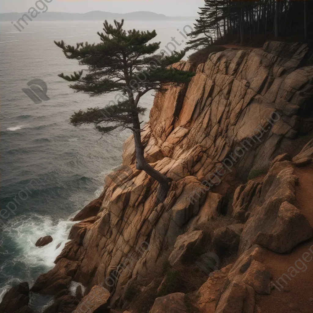 Coastal cliff overlook with rocks and lone tree shot on Canon EOS R5 - Image 4