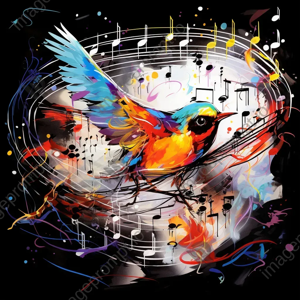 Music notes elegantly morphing into flying birds through an optical illusion - Image 1