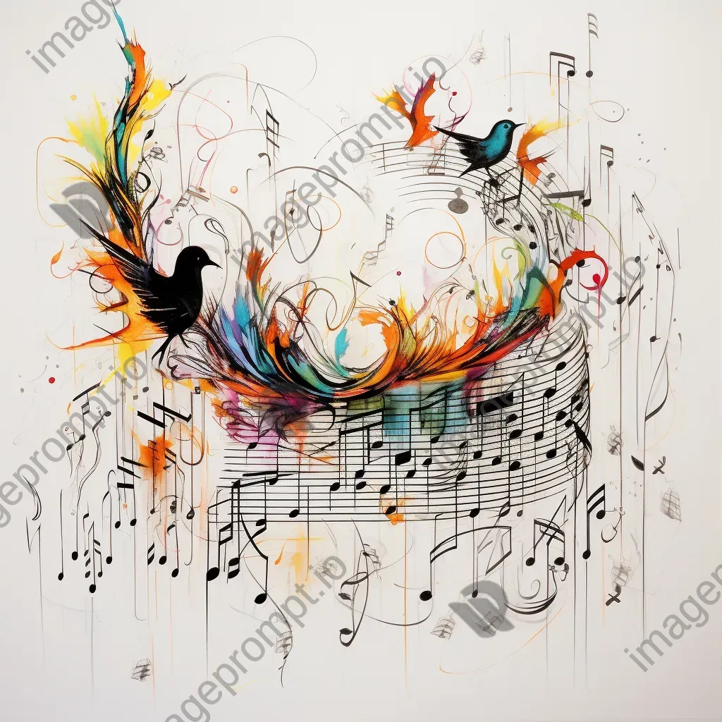 Music notes elegantly morphing into flying birds through an optical illusion - Image 3