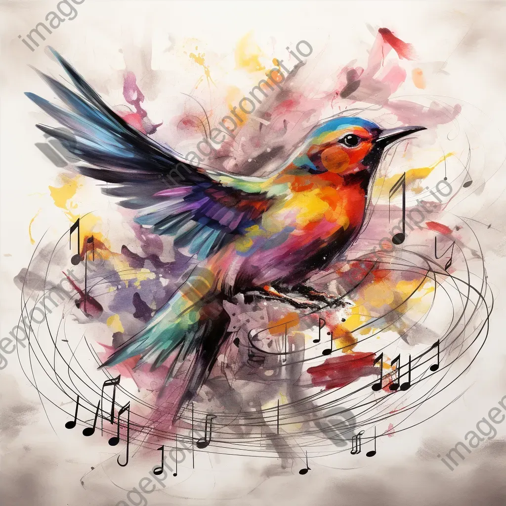 Music notes elegantly morphing into flying birds through an optical illusion - Image 4