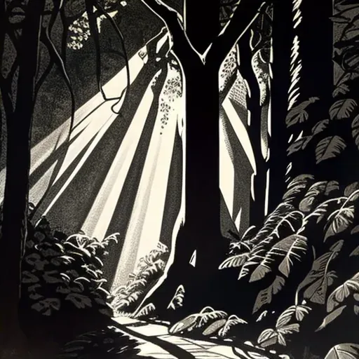 Solitary Light in the Shadowed Woods