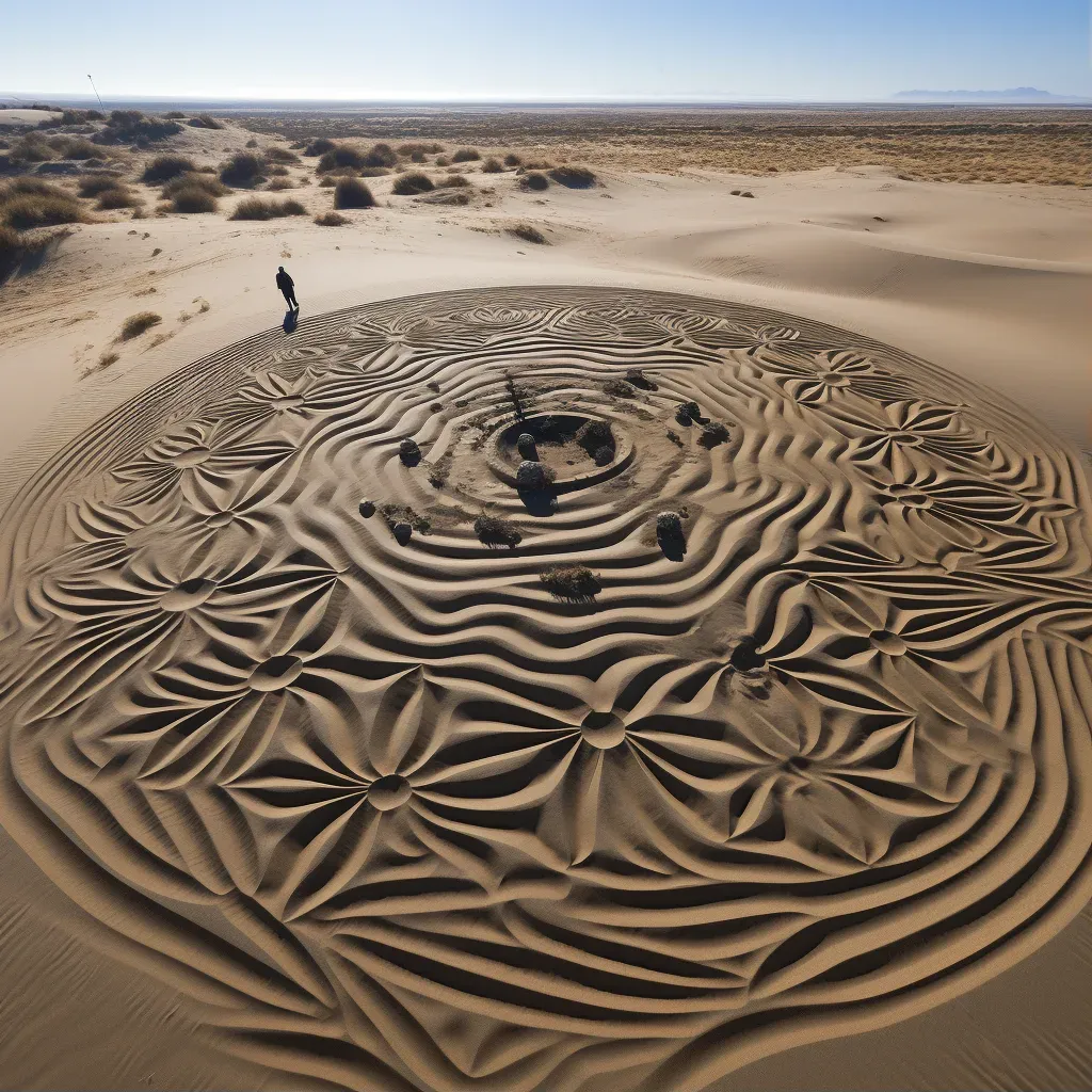 Desert land art project with natural material patterns - Image 1