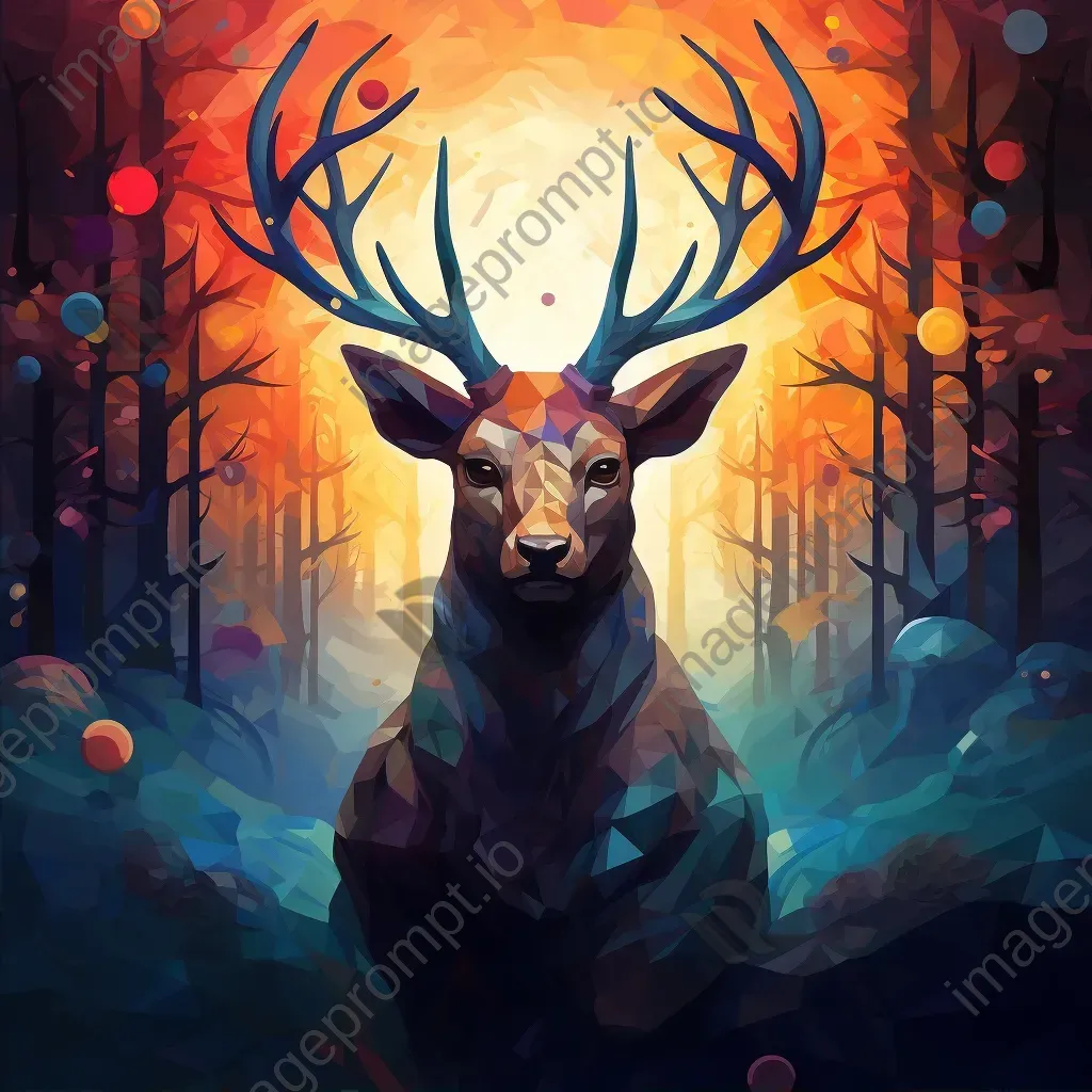 Low-poly portrait of a guardian amidst vivid colors of a mystical forest - Image 2