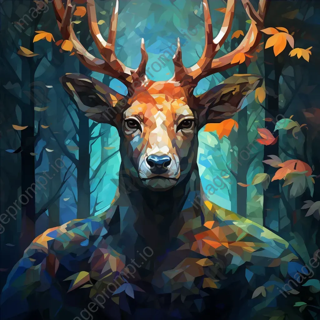 Low-poly portrait of a guardian amidst vivid colors of a mystical forest - Image 4