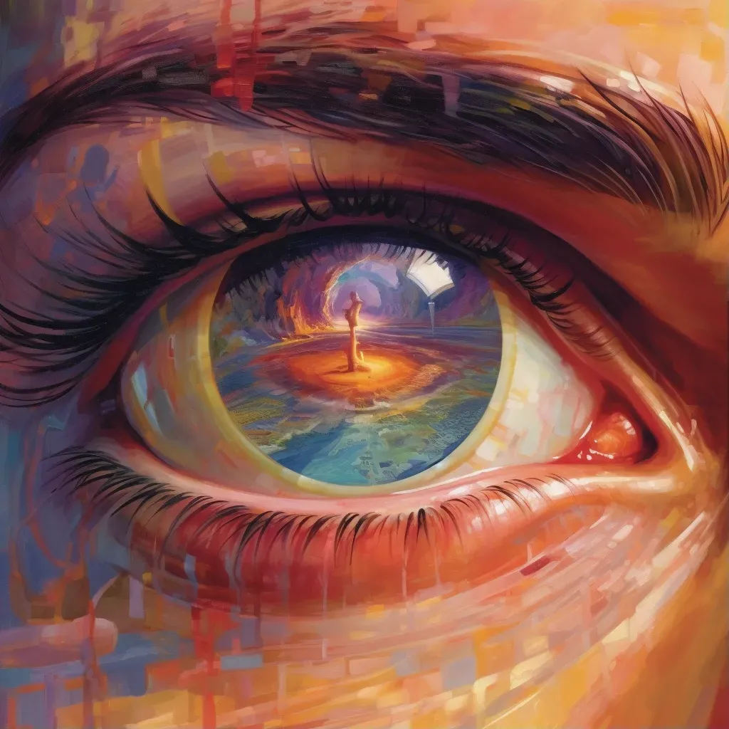 Desires shaping the world reflected in the eye of the beholder in an image inspired by Schopenhauer