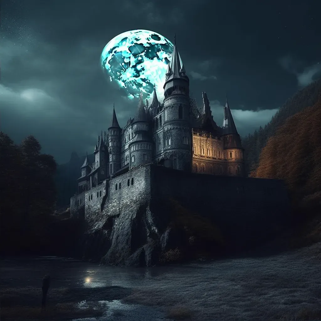 Moonlit abandoned castle in AI-generated image - Image 2