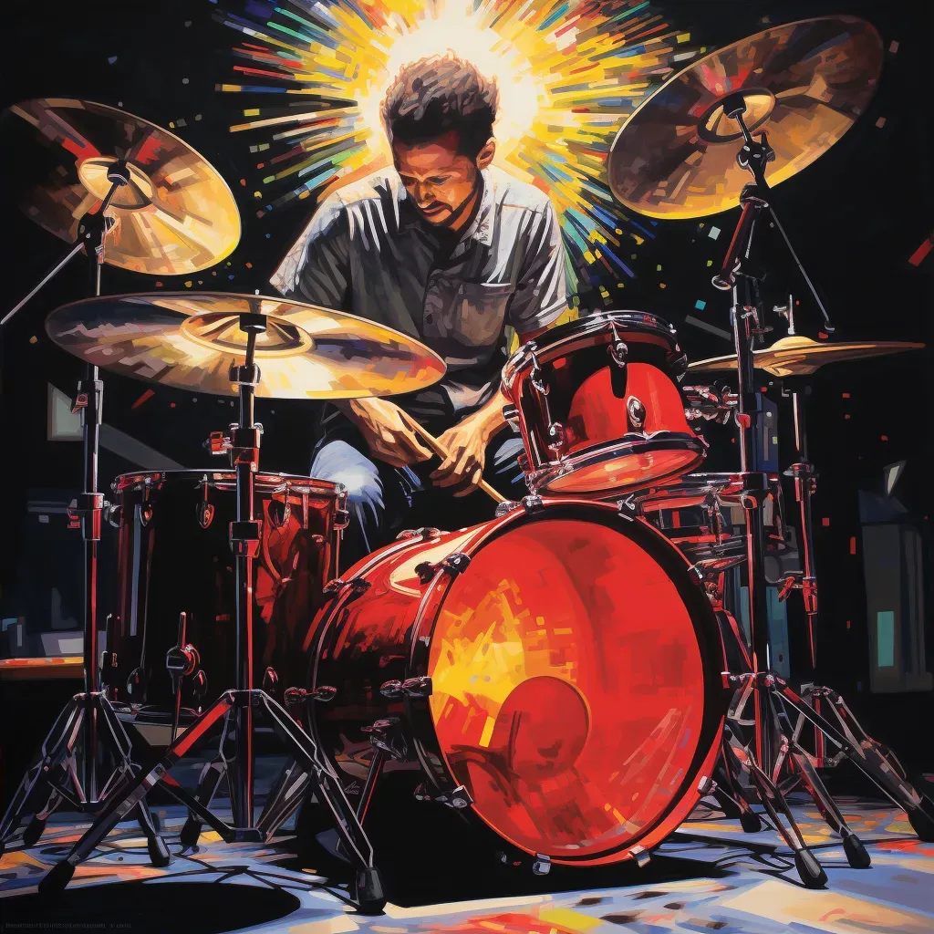 Powerful drum solo performance under bright spotlights - Image 2