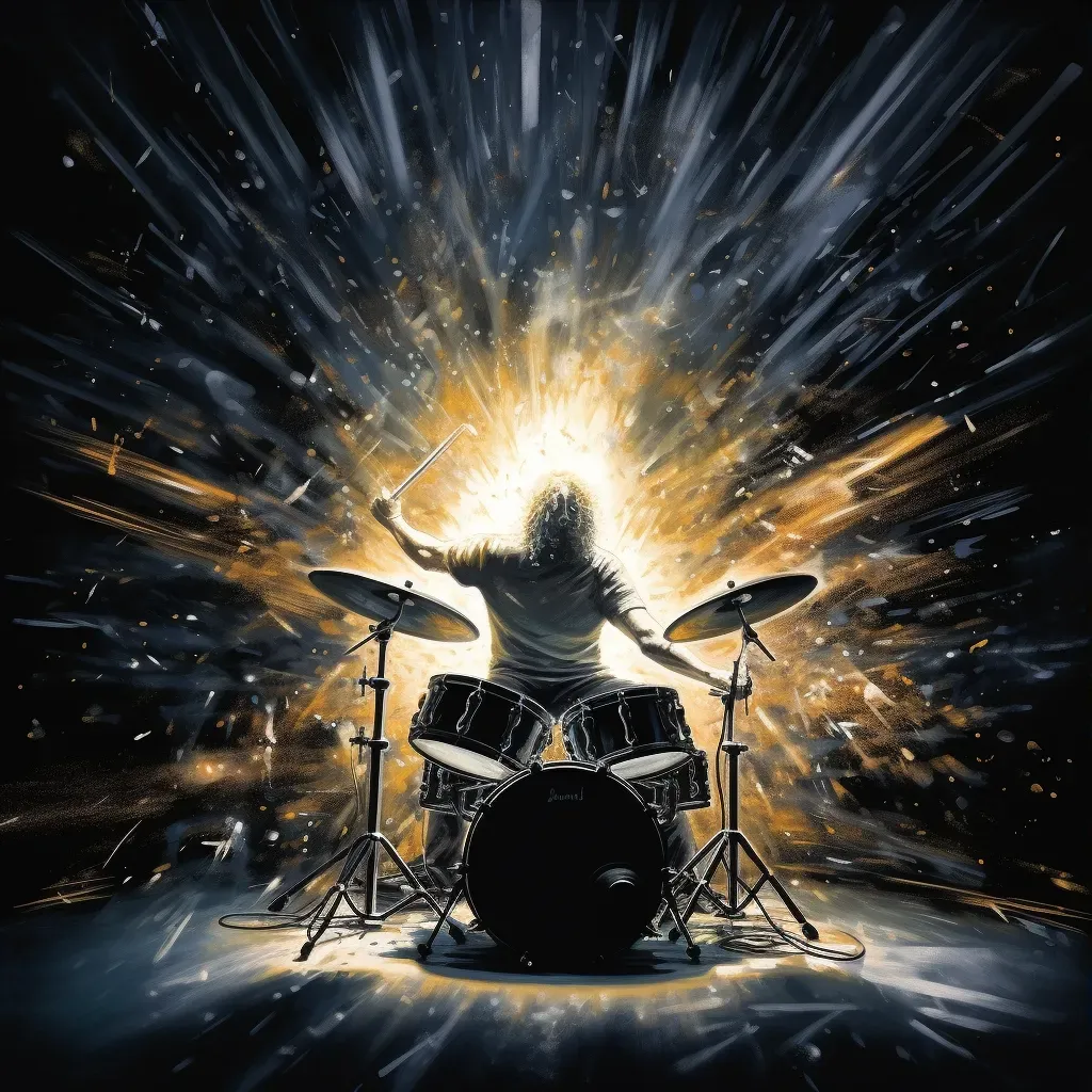 Powerful drum solo performance under bright spotlights - Image 3