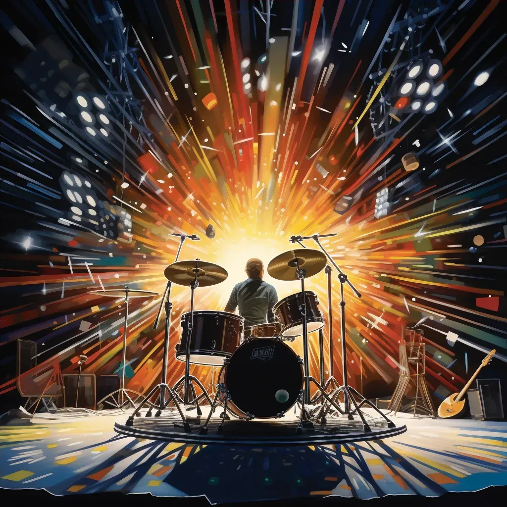 Powerful drum solo performance under bright spotlights - Image 4