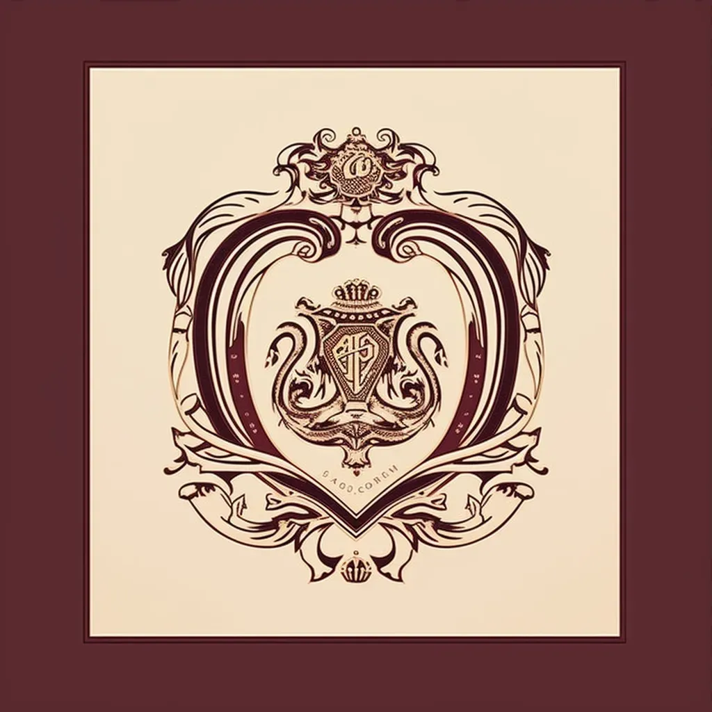 Logo for a luxury fashion house featuring a monogram icon in burgundy and gold colors - Image 3