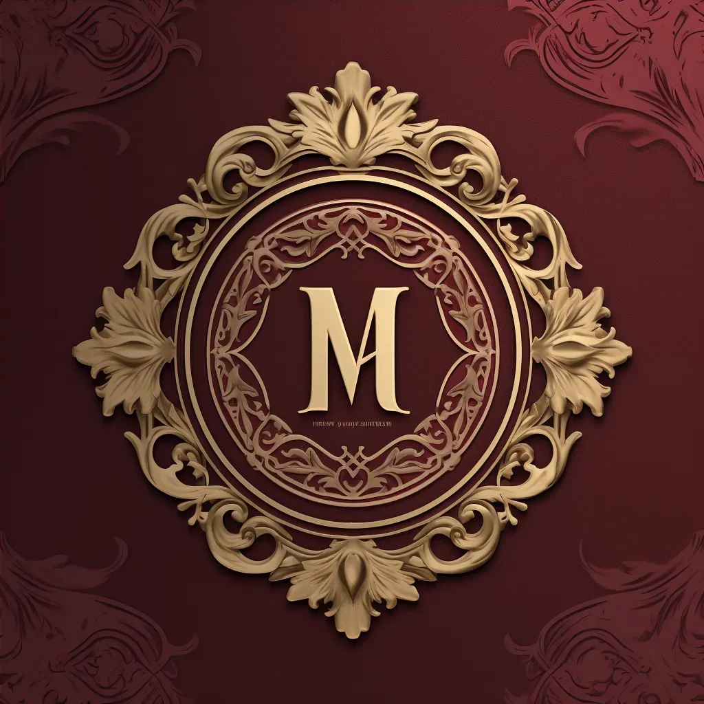 Logo for a luxury fashion house featuring a monogram icon in burgundy and gold colors - Image 4