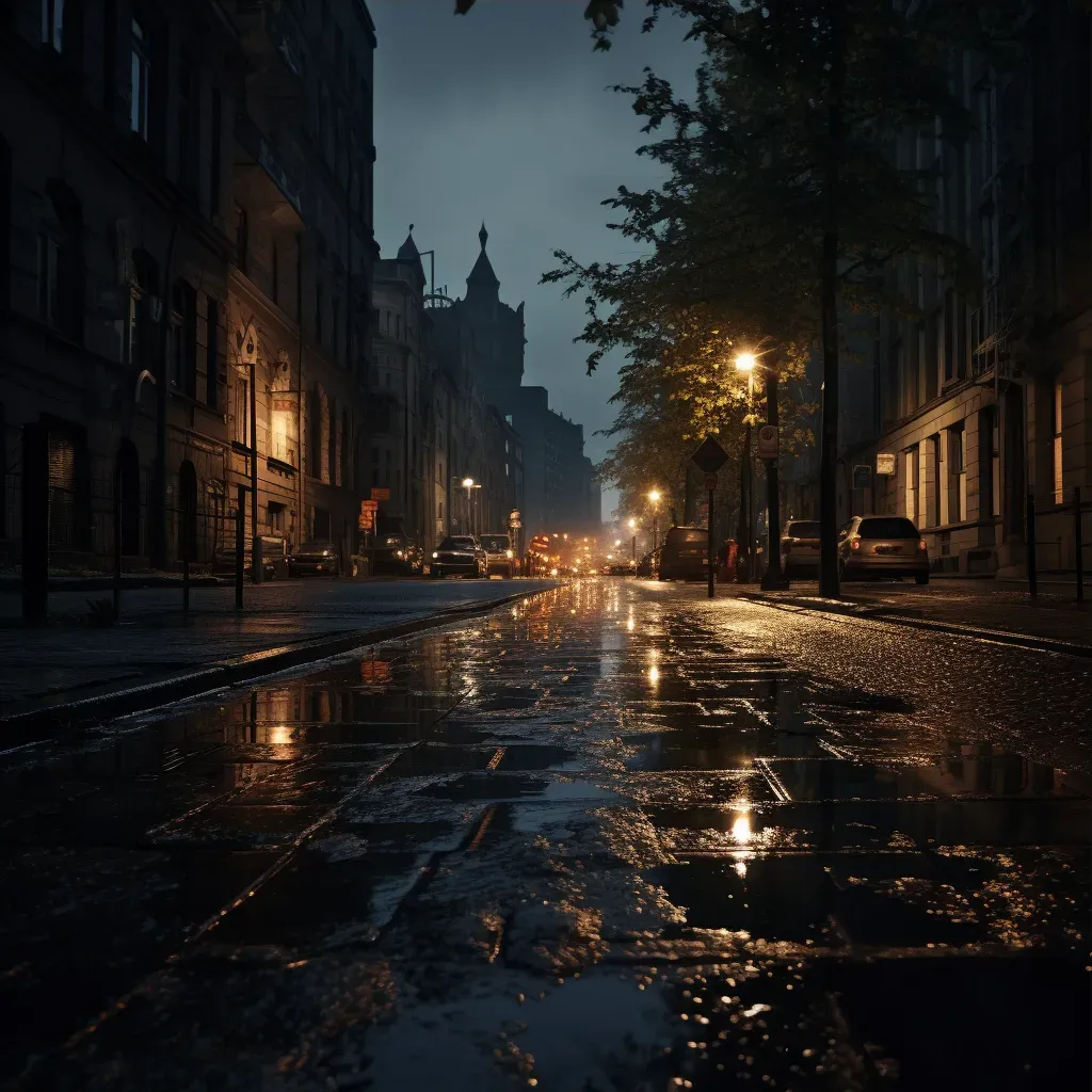 Image of a moody city street scene after rain - Image 3