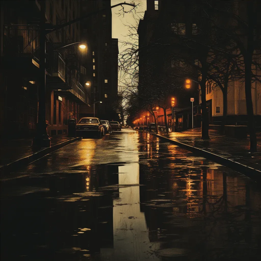 Image of a moody city street scene after rain - Image 4