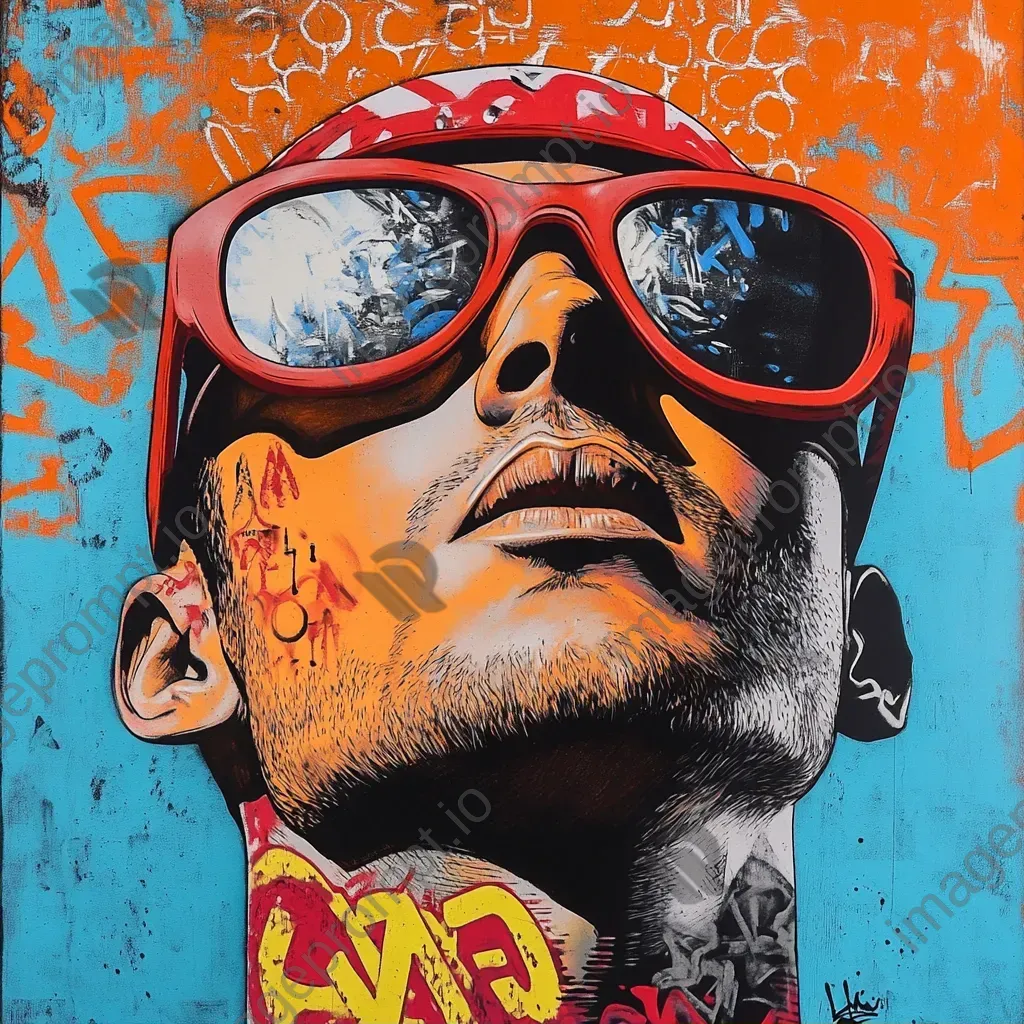 Extreme sports athlete in vibrant graffiti art style surrounded by symbols of thrill - Image 2