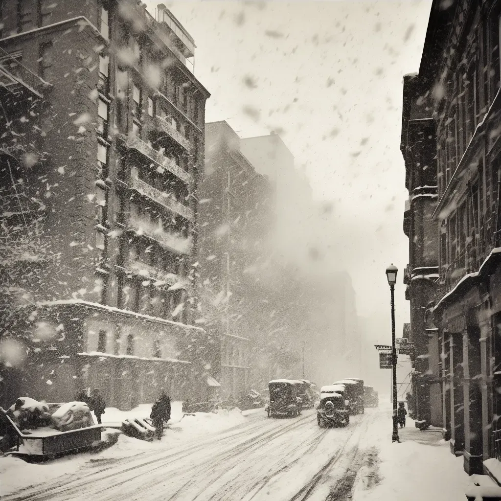 Blizzard in a city with heavy snowfall - Image 4